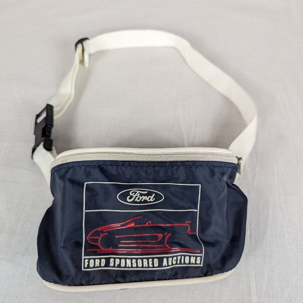 Ford Sponsored Auctions Vintage Retro Fanny Pack Rare Blue White Detroit
